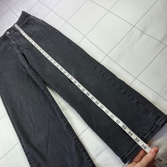 Levi’s Jeans Womens 26 Washed Black Ribcage Straight Ankle Button Fly High Rise - Picture 13 of 14